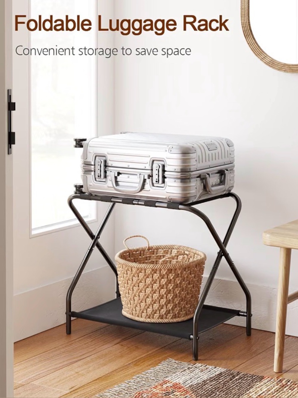 Foldable Luggage Rack - Black new in box
